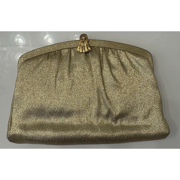 Unbranded Handbags - Vintage Gold Clasp Closure Handbag Metallic 8x5.5 Attached Chain Handle